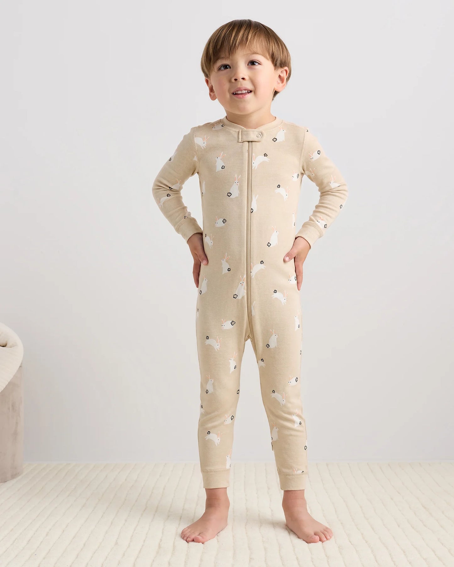 100% Organic Cotton One Piece Pajama - 2T / Navy Stripe