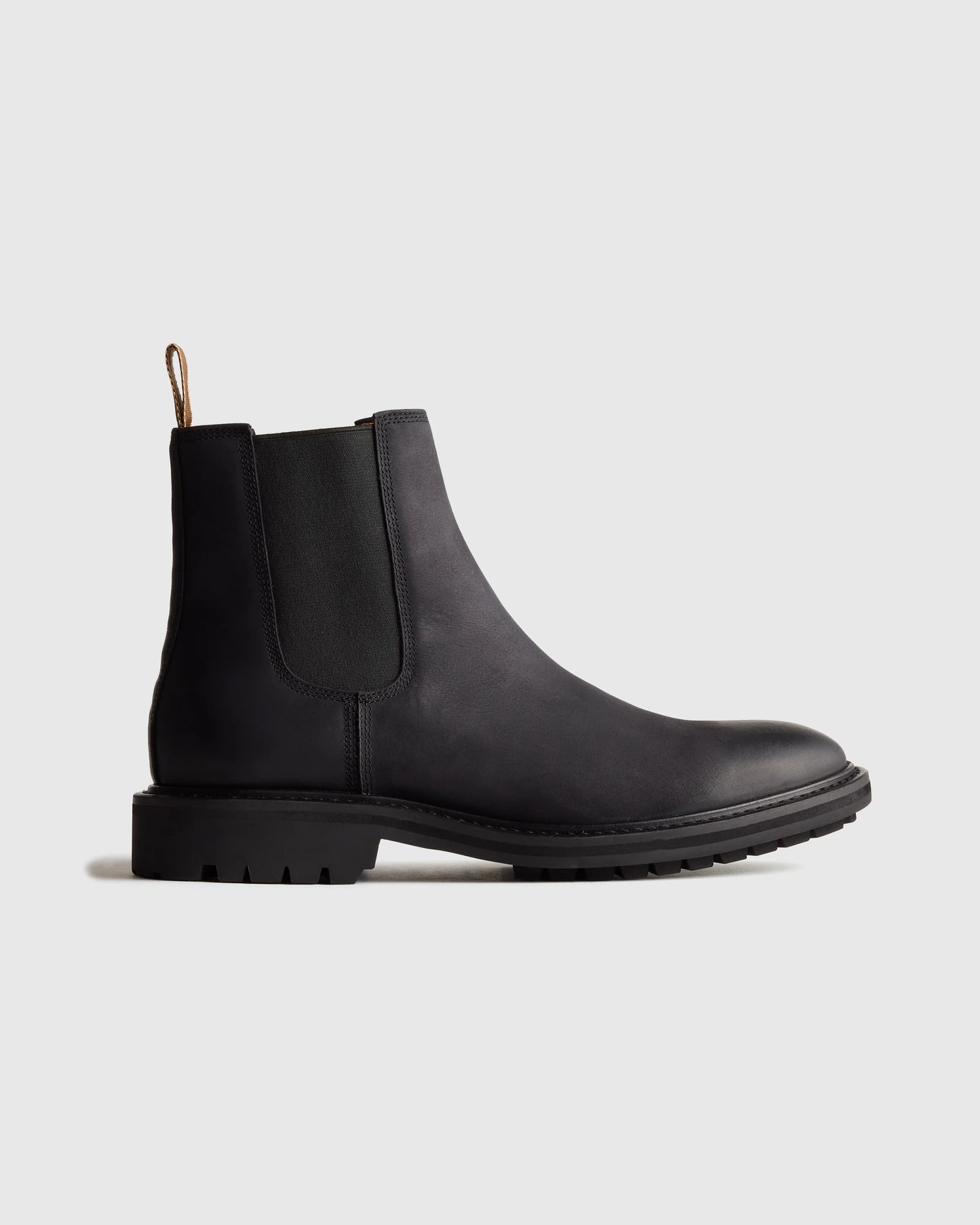 Rugged Leather Lug Sole Chelsea Boot - 7 / Firewood