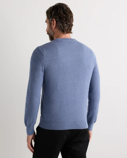 100% Organic Cotton Pique Crewneck Sweater - S / Moonstone Blue