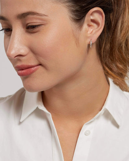 White Sapphire Bezel Hoops - One Size / Gold Vermeil