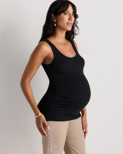Bamboo Rib Maternity Scoop Neck Tank - XS / Deep Navy