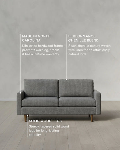 Atlas Midcentury Sofa in Performance Chenille Linen Blend - 6ft / Snow