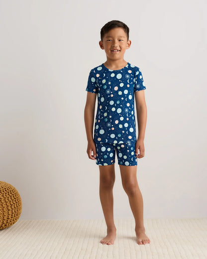 Bamboo Short Sleeve and Shorts Pajama Set - 6 / Lavender Hearts