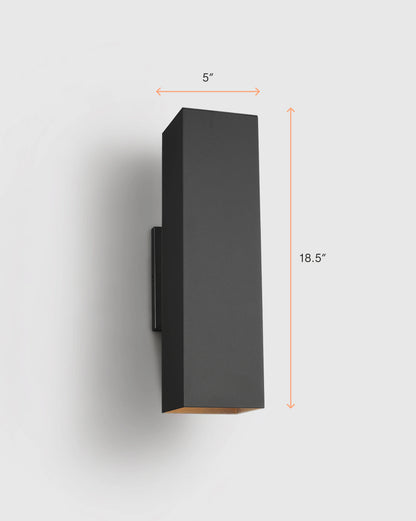 Outdoor Aluminum Rectangle Wall Sconce - One Size / Black