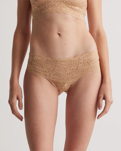 Stretch Lace Cheeky Brief (6-pack) - XS / Black/Clay