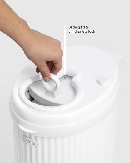 Ubbi Fluted Stainless Steel Diaper Pail - One Size / Matte White Fluted