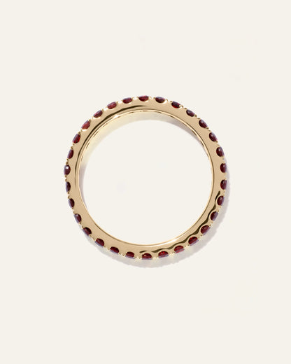 14K Gold Gemstone Pave Eternity Band - 5 / Lab Created Emerald