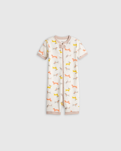100% Organic Cotton Shortie Onesie Pajama - 2T / Navy Stripe