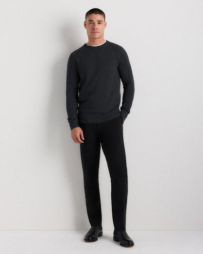 100% Organic Cotton Pique Crewneck Sweater - S / Moonstone Blue