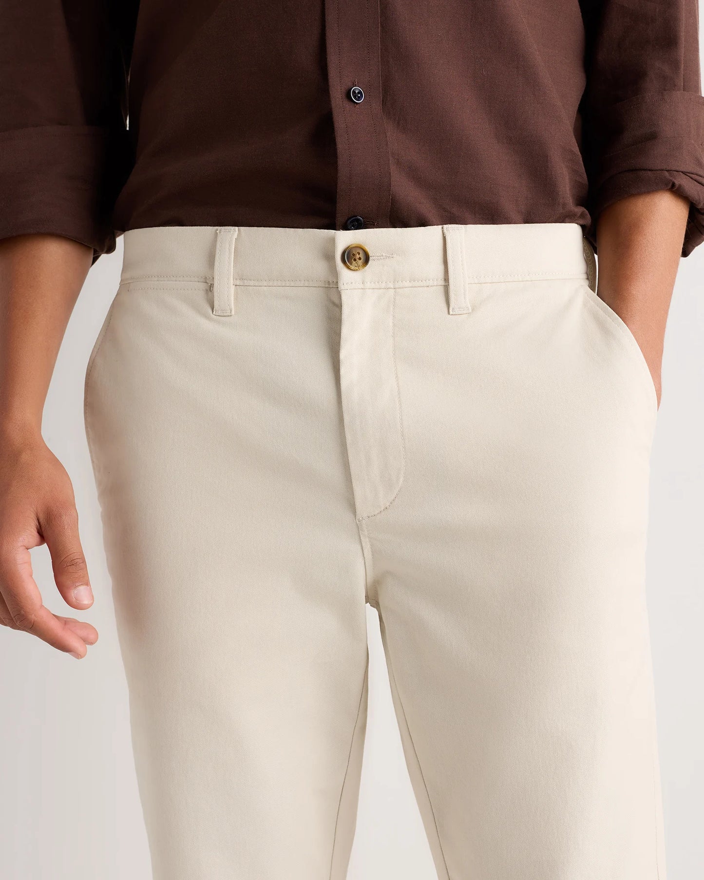 Organic Cotton Stretch Chino Pants - Slim - 30X30 / Stone