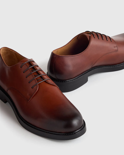 Calfskin Leather Derby - 7 / Brandy
