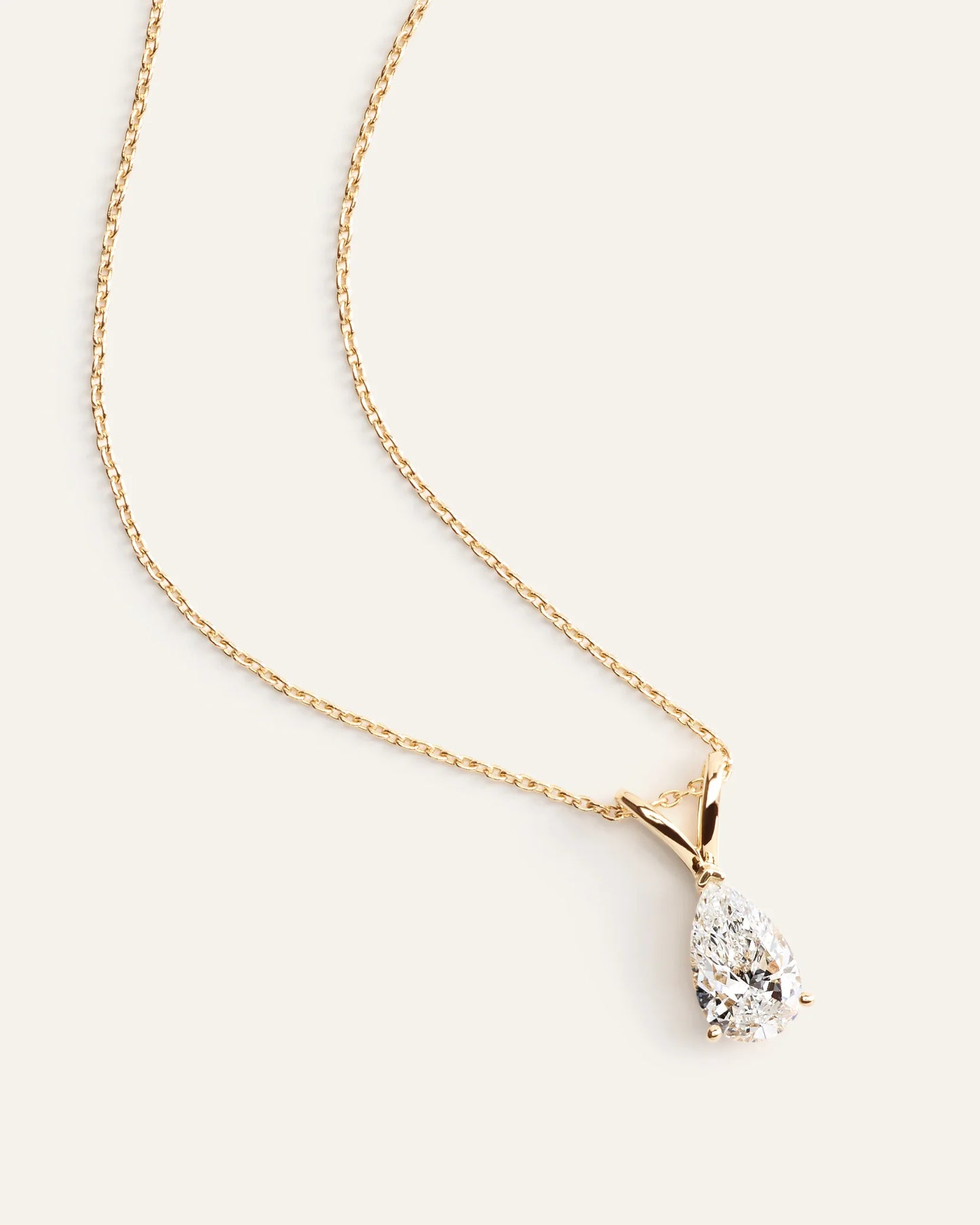 14K Gold Lab Grown Diamond Pear Solitaire Necklace - 1ctw - One Size / Yellow Gold