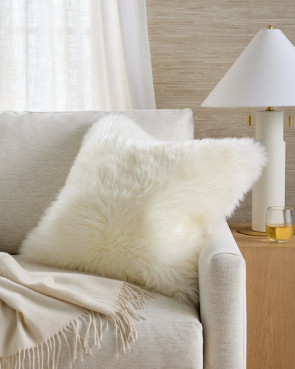 Natural Sheepskin Accent Pillow Cover - 20x20 / Ivory