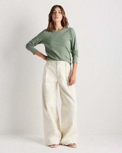 100% Organic Cotton Slub Long Sleeve Tee - XS / Smoked Thyme Green