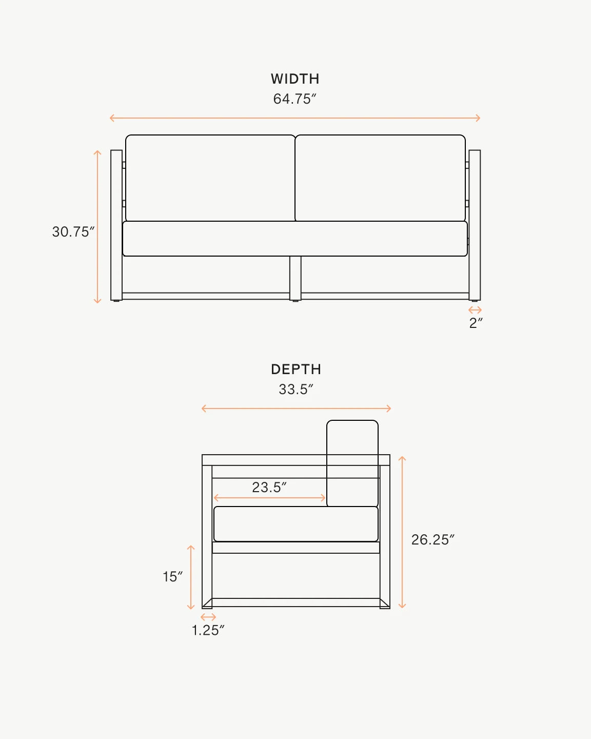Linear Solid Teak Outdoor Sofa - 65" / Natural Teak
