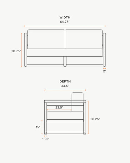 Linear Solid Teak Outdoor Sofa - 65" / Natural Teak