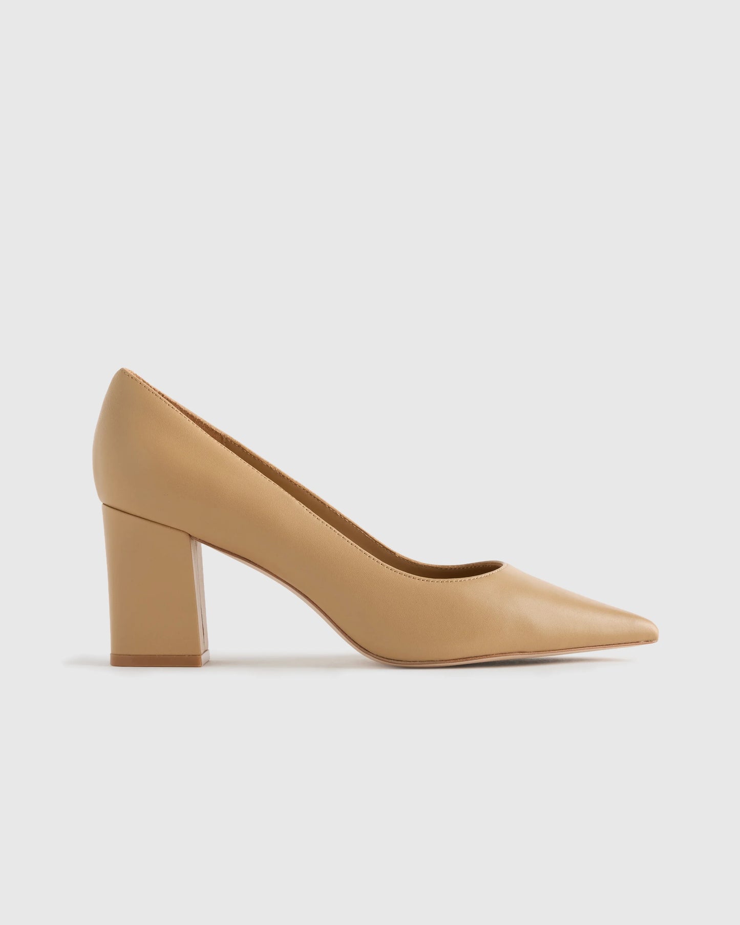 Italian Leather 65mm Block Heel Pump - 5 / Coffee Bean