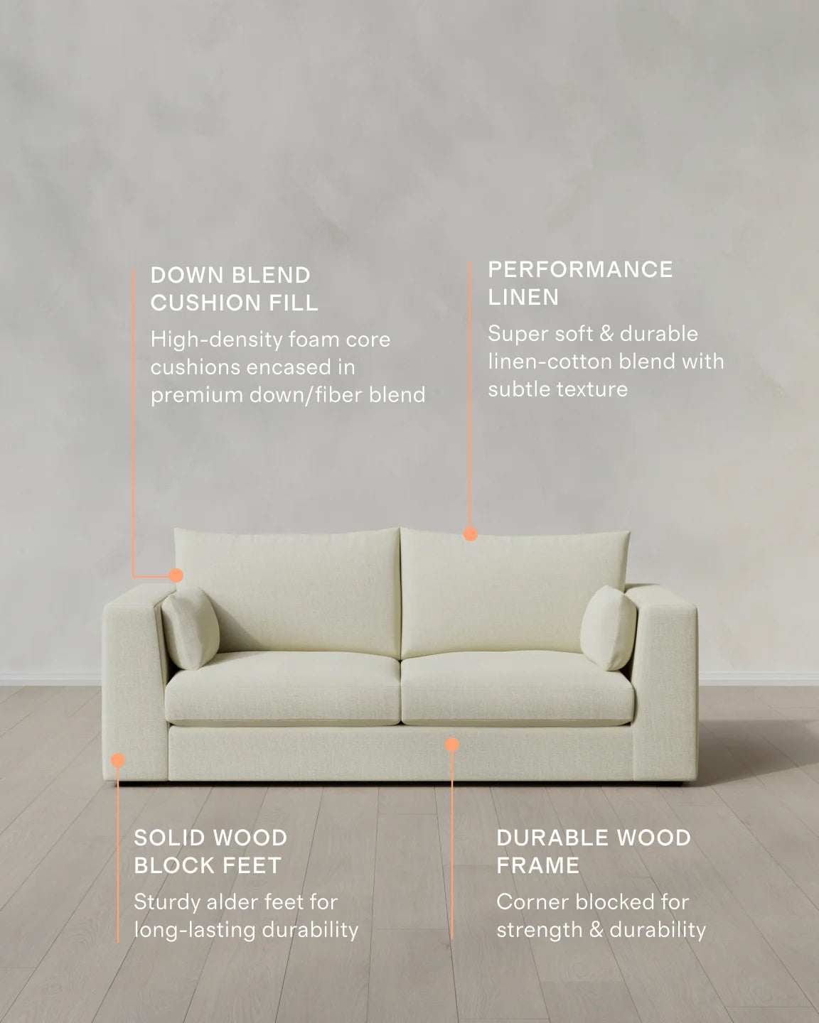 Oasis Sofa in Performance Linen - 7ft / Pearl