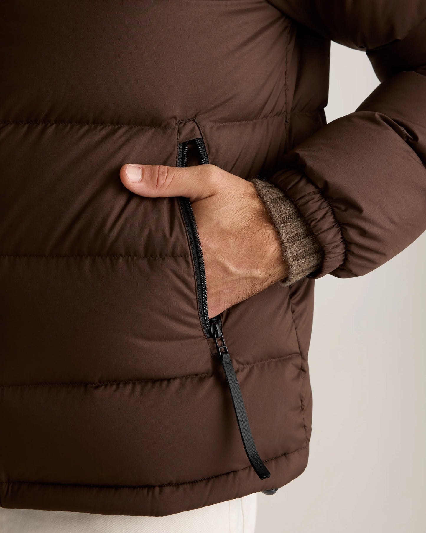 Responsible Down Puffer Jacket with Hood - S / Hot Fudge