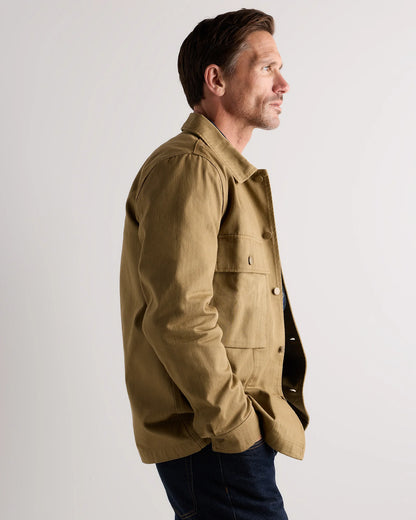 100% Organic Herringbone Twill Shirt Jacket - S / Military Olive