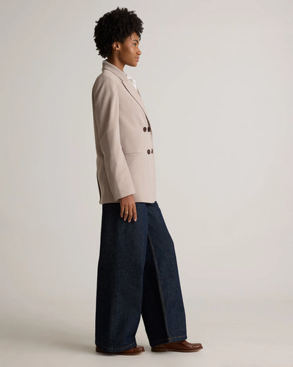 Stretch Crepe Relaxed Double-Breasted Blazer - XS / Sand