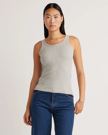 Organic Cotton Micro-Rib Scoop Neck Tank - XS / Moonstone Blue
