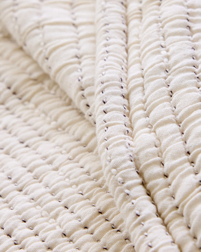 Organic Cotton Channel Stitch Coverlet Set - Twin / Coral Pink