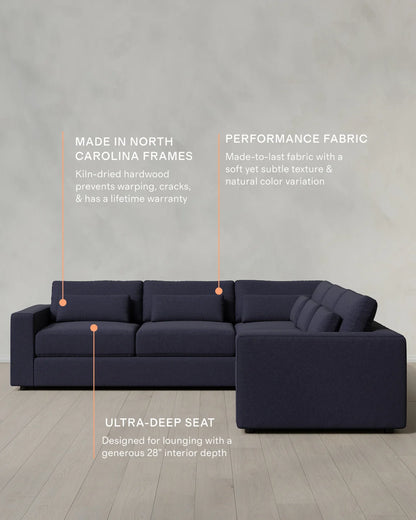 Ashford Deep Seat L Sectional in Performance Basketweave - 119x119 / Fog