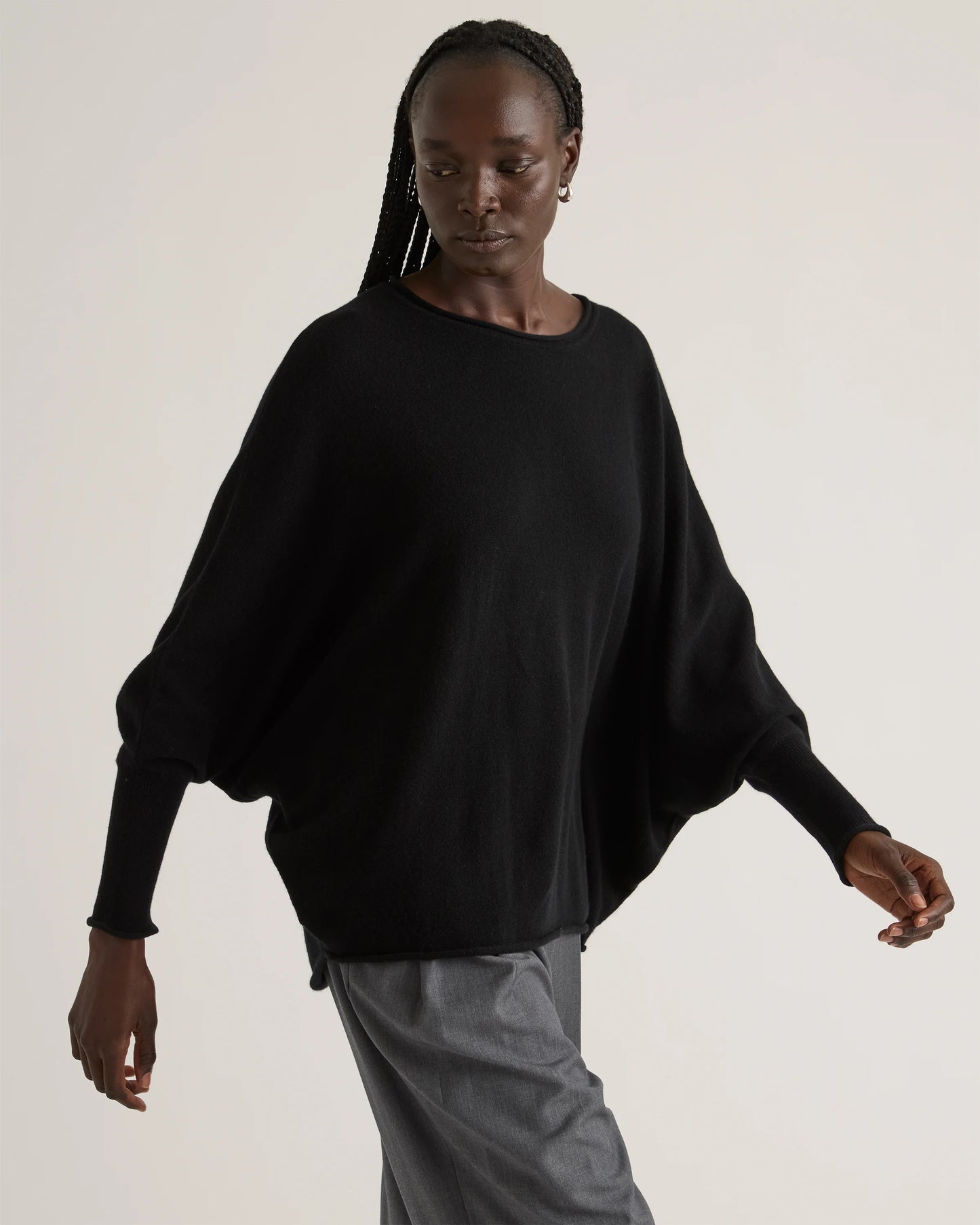 Mongolian Cashmere Batwing Sweater - S/M / Black