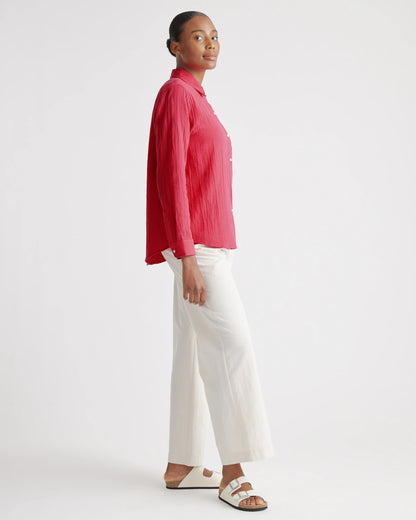 100% Organic Cotton Gauze Long Sleeve Shirt - XS / Khaki Gingham