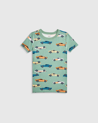 100% Organic Cotton Short Sleeve and Pant Pajama Set - 2T / Planets