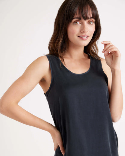 100% Washable Silk Pajama Tank - XS / Indigo