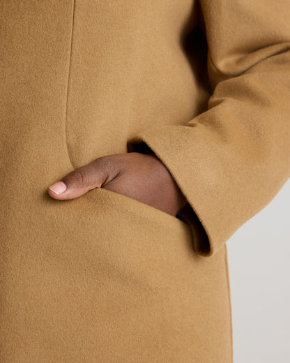 Italian Wool Cocoon Coat - 1X / Caramel