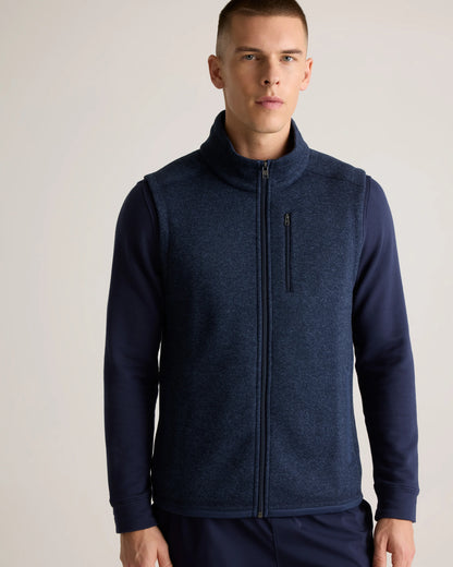 Sweater-Knit Fleece Full-Zip Vest - S / Heather Mineral Green