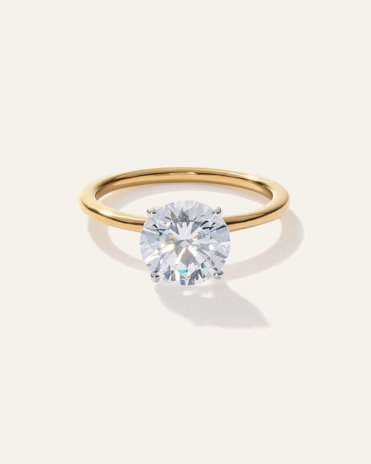 Lab Grown Diamond Round Petite Classic Engagement Ring - 2ct - 4 / Yellow Gold