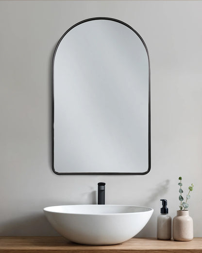 Arched Metal Framed Wall Mirror - One Size / Silver Metal Frame