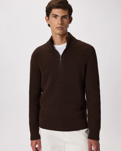 Australian Merino Wool Half Zip Sweater - S / Heather Bone