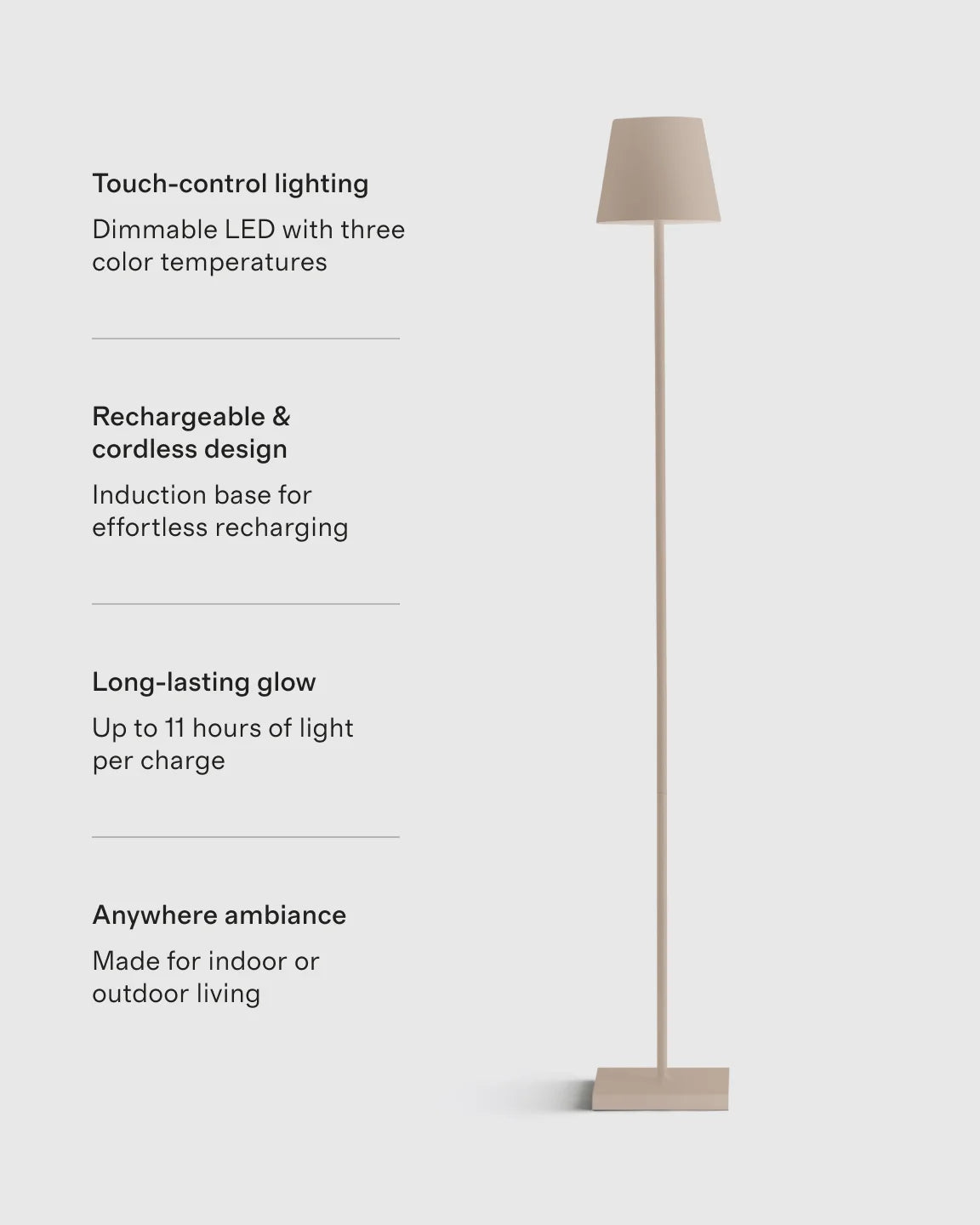 Poldina Pro Rechargeable Floor Lamp by Zafferano - One Size / White