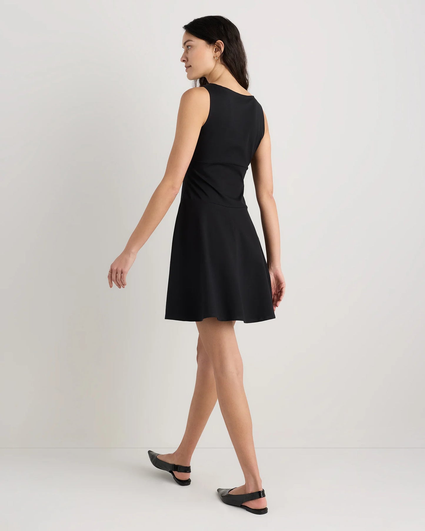 Organic Stretch Jersey Drop Waist Mini Dress - XS / Espresso