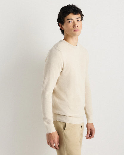 100% Organic Cotton Pique Crewneck Sweater - S / Moonstone Blue