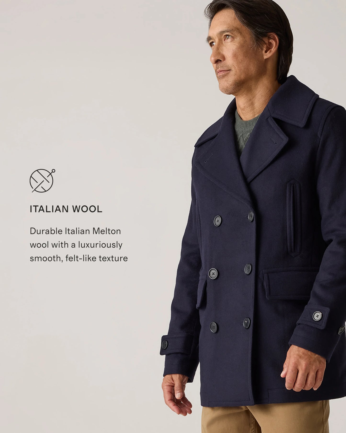 Italian Wool Peacoat - S / Cadet Blue