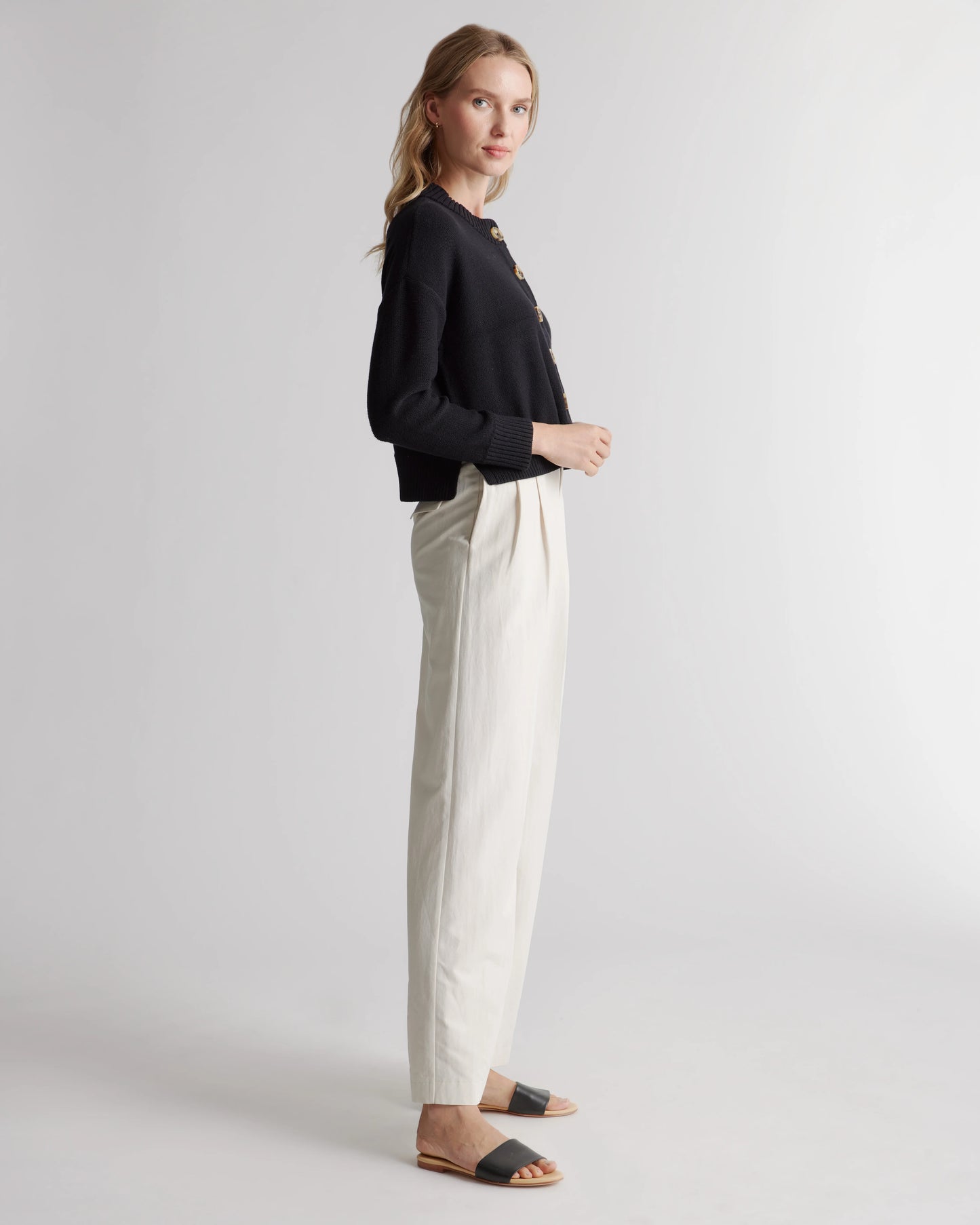100% Organic Cotton Cropped Cardigan - XS / Heather Brown