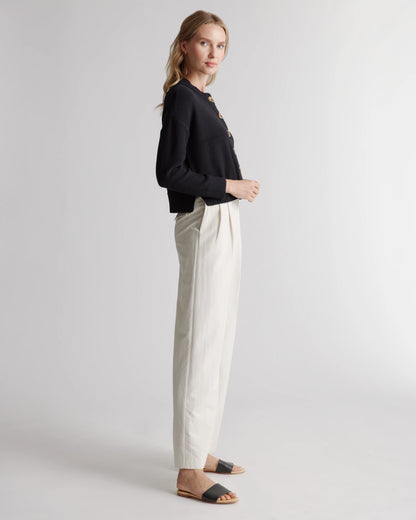 100% Organic Cotton Cropped Cardigan - XS / Heather Brown