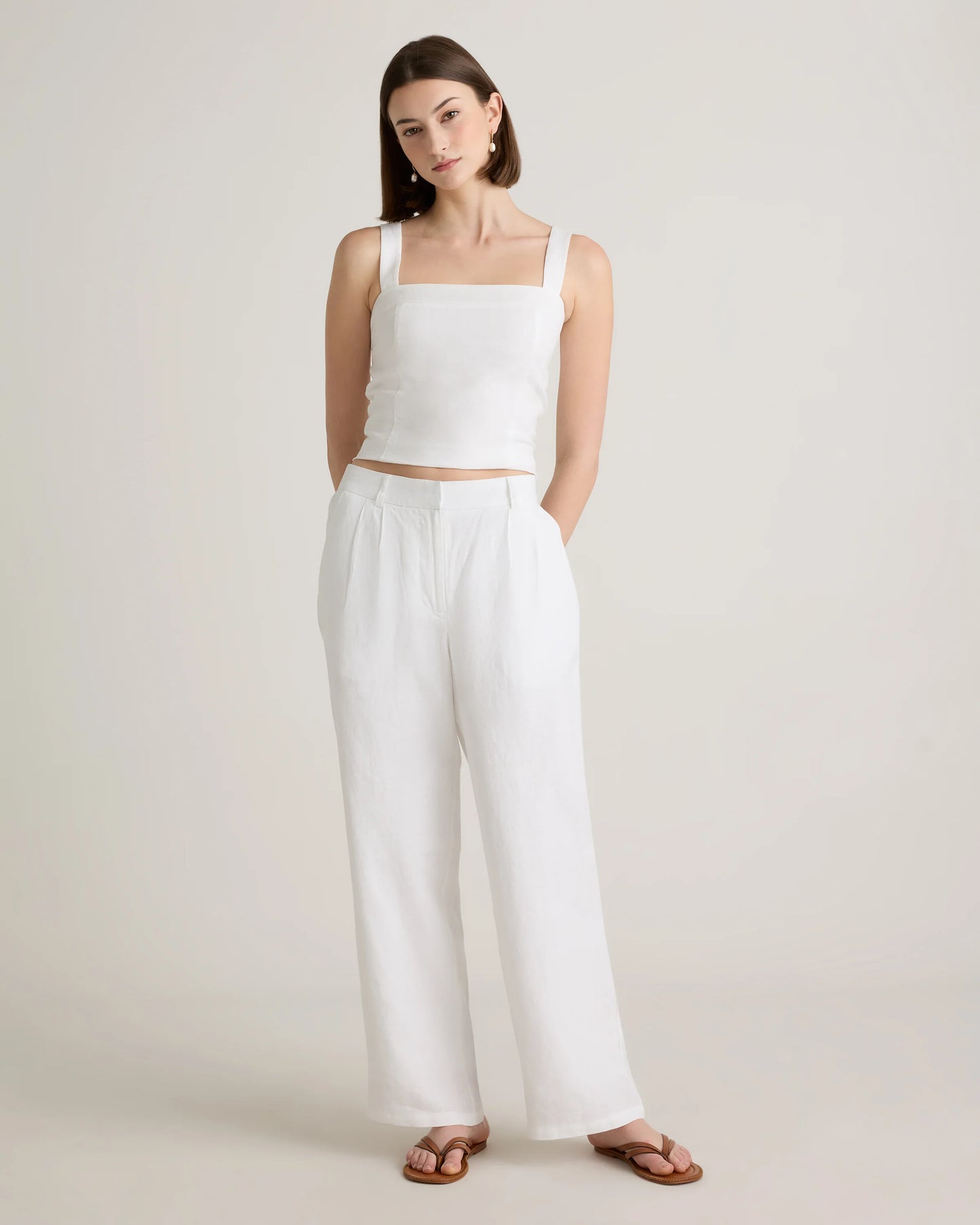 100% European Linen Pleated Trouser - 0 / Bayberry Olive