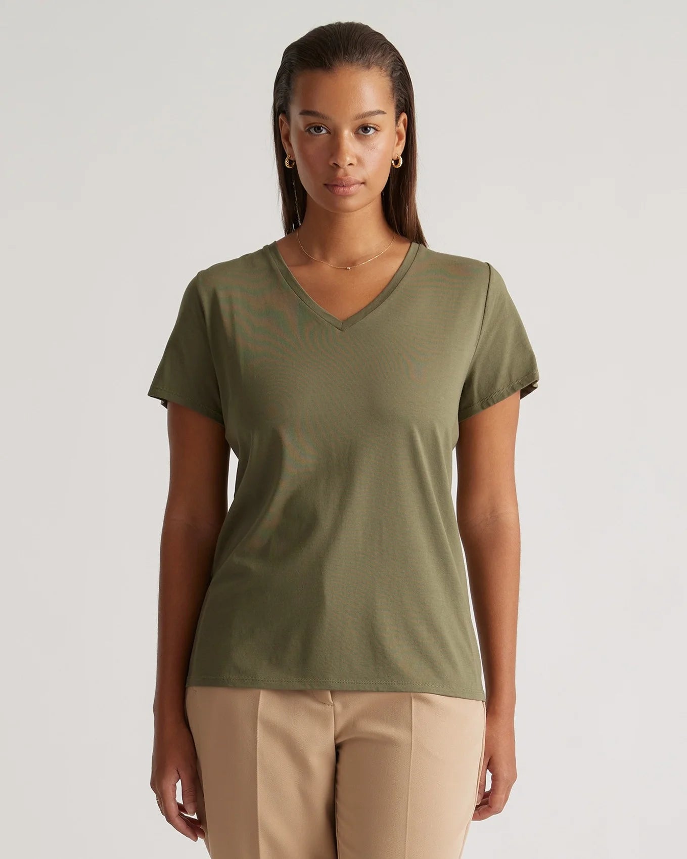 Cotton Modal V-Neck Tee - XS / Navy