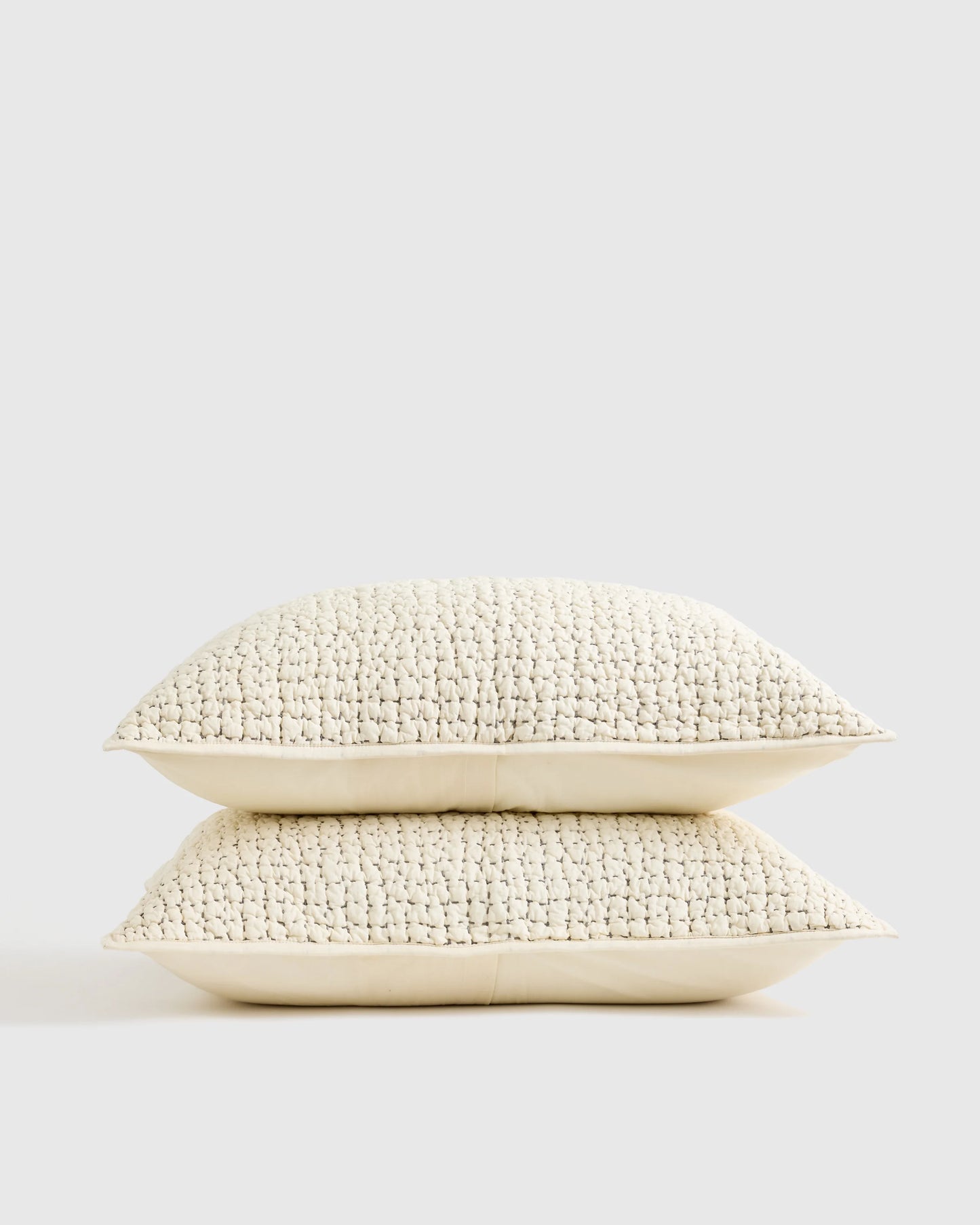 Organic Cotton Hand Stitched Quilted Sham Set - Standard / Ocean