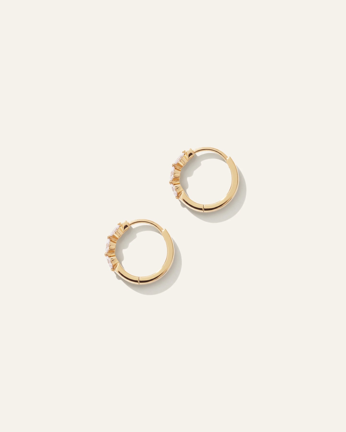 14K Gold Lab Grown Diamond Shared Prong Huggie - One Size / Yellow Gold