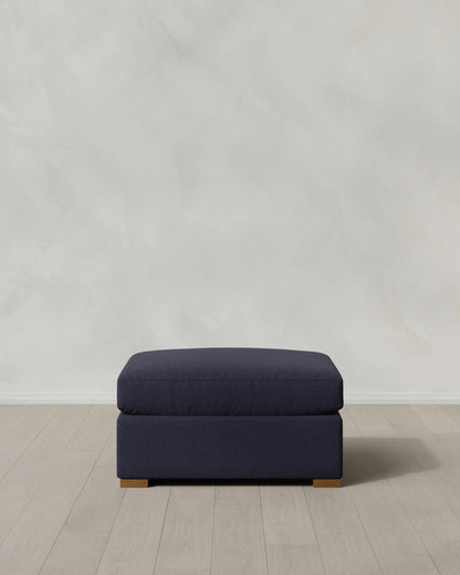 Hollis Slope Arm Ottoman in Performance Basketweave - 37" / Flax