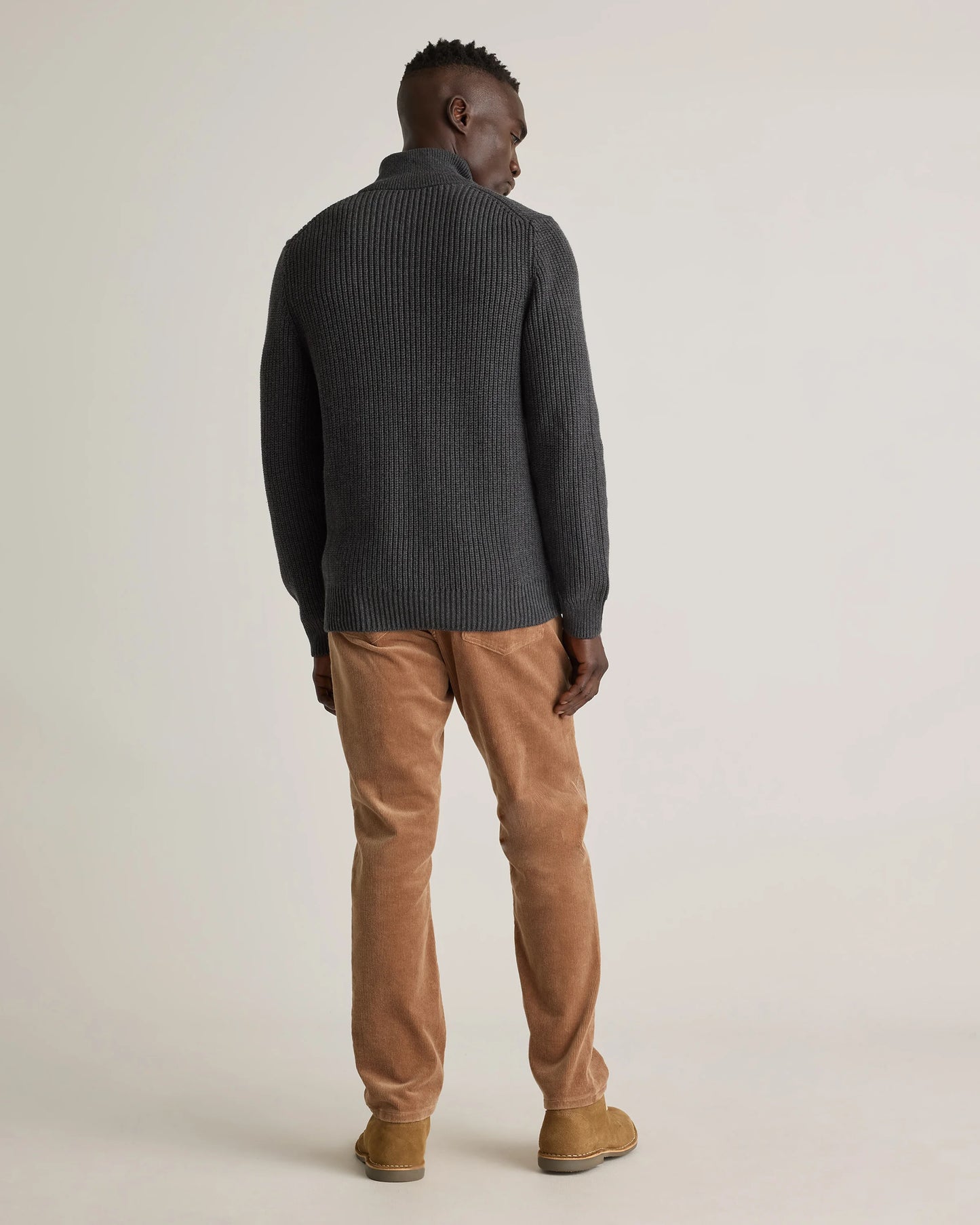 100% Organic Cotton Fisherman Quarter-Zip Sweater - S / Big Sur Green