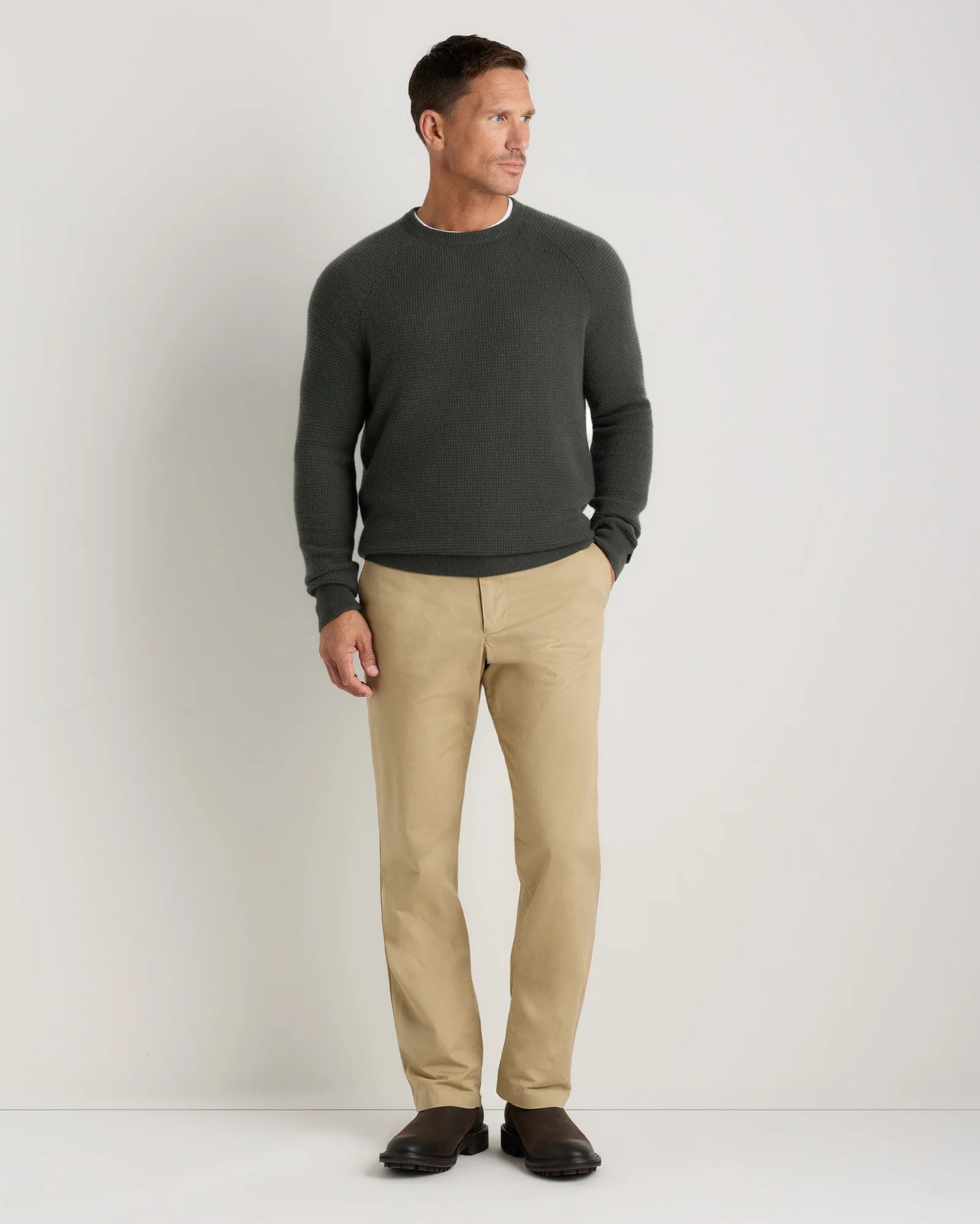 Mongolian Cashmere Waffle Sweatshirt - S / Faded Denim